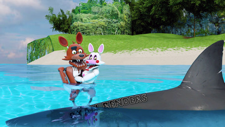 anthro barely_visible_genitalia breasts duo eye_patch eyewear female genitals hair machine male male/female nipples nude open_mouth outside skinny_dipping teeth text water white_body yellow_eyes binocszoomx10 splinks_(modeler) five_nights_at_freddy's five_nights_at_freddy's_2 scottgames foxy_(fnaf) mangle_(fnaf) animatronic aquatic canid canine fish fox mammal robot shark 16:9 3d_(artwork) 4k absurd_res digital_media_(artwork) hi_res widescreen