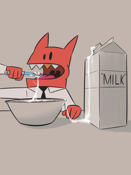 anthro bodily_fluids bowl cereal clothing collared_shirt container cum cum_as_milk cum_in_mouth cum_inside cum_on_food cutlery drinking drinking_cum excessive_cum excessive_genital_fluids food fur genital_fluids kitchen_utensils male milk_carton milk_container necktie orange_body orange_fur shirt simple_background solo spoon tan_background tools topwear stinkplum stinkplum_(character) canid canine fox mammal 3:4 hi_res