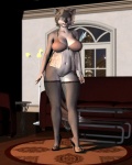 anthro babydoll big_breasts biped blonde_hair bottomless breasts claws cleavage clothed clothing detailed_background feet female footwear fur genitals grey_body grey_fur hair high_heels hindpaw legwear looking_at_viewer mature_anthro mature_female mule_heels navel nightgown paws pussy shoes short_hair solo standing stockings tail toes wide_hips vic34677 lykina_(character) canid canine canis mammal wolf 3d_(artwork) digital_media_(artwork)