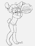 anthro blush bodily_fluids drooling femboy food happy hungry imagining male pasta saliva deppetto absurd_res hi_res monochrome sketch