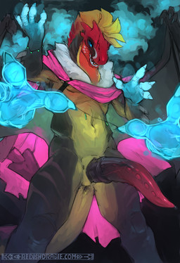 animal_genitalia anthro anus athletic athletic_male big_penis black_body bodily_fluids cape claws clothing disembodied_hand earless erection fur genital_fluids genital_slit genitals ghost_hand glowing glowing_eyes hair horn looking_at_viewer magic magic_user male nubbed_penis penis precum red_body red_scales scales simple_background smoke solo solo_focus tail tail_anus tapering_penis teeth vein veiny_penis white_body white_fur wings yellow_body redishdragie mythology carbide_(entropy_bill) dinosaur dragon hybrid mythological_creature mythological_scalie prehistoric_species pterosaur reptile saurischian scalie theropod absurd_res digital_media_(artwork) hi_res signature