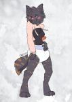 anthro biped black_body black_fur blue_eyes blush breasts clean_diaper clothed clothing diaper digitigrade featureless_breasts female fur hoodie muzzle_scabs navel simple_background smile solo standing topwear twitter_hoodie wearing_diaper dracky meme_clothing jasmine_(draugr) canid canine canis domestic_dog dutch_shepherd herding_dog mammal pastoral_dog sheepdog 2018 absurd_res hi_res meme signature