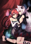 accessory bow_(feature) bow_accessory bow_ribbon braided_hair breasts cat_tail chain cleavage clothed clothing collar dress duo female gloves hair hair_accessory hair_bow hair_ribbon handwear humanoid_pointy_ears multi_tail pigtails pointy_ears red_eyes red_hair ribbons tail twin_braids wolf_tail 463_jun touhou momiji_inubashiri rin_kaenbyou animal_humanoid canid canid_humanoid canine canine_humanoid canis cat_humanoid felid felid_humanoid feline feline_humanoid humanoid mammal mammal_humanoid wolf wolf_humanoid hi_res