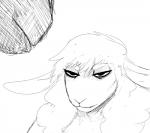 anthro bdsm bill_(hladilnik) black_and_white bondage bound bovid caprine domestic_sheep duo equid equine female hi_res hladilnik jane_doe_(hladilnik) male mammal monochrome nude sheep submissive submissive_male zebra