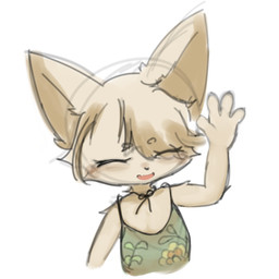 4_fingers anthro bangs black_nose blush choker circle_eyebrows clothing cute_fangs dress eyebrows eyelashes eyes_closed fangs female fingers flat_chested floral_print fur gesture green_clothing green_topwear hair happy jewelry kemono necklace short_hair smile solo tan_body tan_ears tan_fur tan_hair teeth topwear waving waving_at_viewer hasukii hazuki_mikami_(hasukii) canid canine mammal 1:1 guide_lines