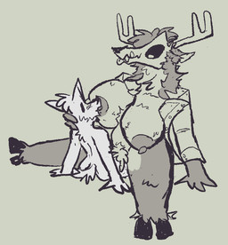 anthro big_breasts bone breastfeeding breastfeeding_during_sex breasts breed duo female grey_background huge_breasts male male/female sex simple_background skull skull_head woodhouse3d american_mythology indigenous_north_american_mythology mythology north_american_mythology canid canine canis deer domestic_dog mammal wendigo restricted_palette