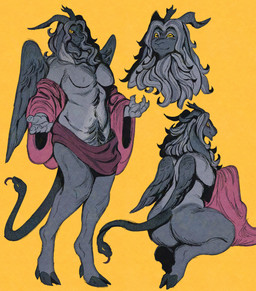 3_horns 5_fingers anthro bare_shoulders belly bent_legs body_hair bottomwear breasts butt cat_smile chest_hair claws closed_smile clothed clothing cloven_hooves countershade_belly countershade_eyes countershade_torso countershading demonic digitigrade facial_hair feathered_wings feathers finger_claws fingers floppy_ears fur goatee grey_body grey_breasts grey_butt grey_fur grey_hooves grey_mane grey_skin grey_wings hair happy_trail hooves horizontal_pupils horn kneeling living_tail long_hair looking_back love_handles male mane mane_hair medium_breasts moobs mouth_closed multi_horn multiple_poses navel oversized_clothing oversized_sleeves palms_up partially_clothed pores pose pupils red_bottomwear red_clothing red_sleeves red_topwear ribs serious_face side_view simple_background sitting skimpy skinny smile smiling_at_viewer snake_tail solo standing tail thick_thighs thin_tail three-quarter_view topwear undressing undressing_self unusual_anatomy unusual_tail wavy_hair wings y_nose yellow_background yellow_eyes wolfertinger purgis_(wolfertinger) bovid caprine chimera deity demon goat mammal reptile scalie snake 2024 full-length_portrait headshot_portrait hi_res pinup portrait trans_(lore) trans_man_(lore)