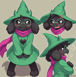 3_toes anthro barefoot black_body black_fur clothed clothed_anthro clothing eyewear feet fully_clothed fully_clothed_anthro fur glasses green_clothing green_eyewear green_glasses green_hat green_headwear green_robe grey_background hat headgear headwear heart_clothing heart_symbol male paws pink_scarf robe scarf simple_background solo toes wizard_hat liet4649 deltarune undertale_(series) ralsei bovid caprine goat mammal hi_res multiple_images