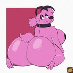 anthro big_breasts big_butt breasts butt collar collar_only crossgender female fur hair huge_butt looking_at_viewer nipples nude overweight overweight_female pink_body ponytail simple_background wide_hips darknsfwindie dorkinhorkin cartoon_network courage_the_cowardly_dog courage_the_cowardly_dog_(character) beagle canid canine canis domestic_dog hunting_dog mammal scent_hound 1:1 digital_media_(artwork) hi_res