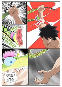 anthro arm_bite blue_eyes border faceless_character faceless_male female feral inner_monologue male male/female onomatopoeia sound_effects speed_lines text thinking white_border acrossline dreamworks kung_fu_panda master_viper human mammal reptile scalie snake comic english_text hi_res