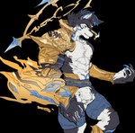 abs anthro black_body black_fur blue_claws blue_eyes blue_markings claws fur male markings muscular muscular_male solo white_body yellow_eyes aubronchen531 thunderrangers archermagnum canid canine canis mammal wolf absurd_res alpha_channel hi_res