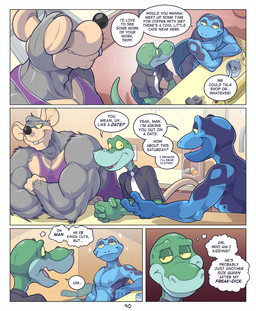 4_fingers accessory anthro big_muscles black_clothing black_shirt black_topwear blockage_(layout) blue_body blue_nipples blue_skin border camera casual_nudity claws clothed clothed/nude clothed_anthro clothed_male clothing countershade_face countershading darkened_areola darkened_nipples dialogue fingers four_frame_image green_body green_eyes green_skin group half-closed_eyes holding_camera holding_object inside lightened_palms looking_at_another male muscular muscular_anthro muscular_male narrowed_eyes necktie nipples nude nude_anthro nude_male nudist only_one_nude open_mouth purple_eyes shirt sitting slim slim_anthro slim_male speech_bubble text tongue topwear trio white_border white_necktie yellow_sclera anti_dev cybin_(anti_dev) jim_rat tripp_(anti_dev) amphibian anole frog lizard mammal murid murine poison_dart_frog rat reptile rodent scalie 2026 colored comic digital_drawing_(artwork) digital_media_(artwork) english_text hi_res shaded