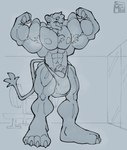 anthro barefoot big_feet big_muscles feet flexing genitals huge_feet huge_muscles hyper hyper_muscles male muscular muscular_male paws pecs penis solo supermattym8 matty_(supermattym8) felid mammal pantherine hi_res