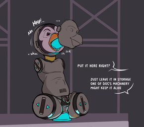 abdominal_bulge amputee anal anal_penetration anthro catheter chastity_cage chastity_device clothing cock_gag dialogue dildo dildo_sitting disability ellipsis gag gagging latex latex_clothing latex_mask male mask medical_instrument mph! offscreen_character penetration permanent_chastity_device quadruple_amputee quadruple_amputee_portal scientific_instrument sex_toy simple_background skinsuit solo sound_effects speech_bubble text tight_clothing urethral urethral_penetration whining owy purin_lupin avian bird penguin 2025 english_text hi_res