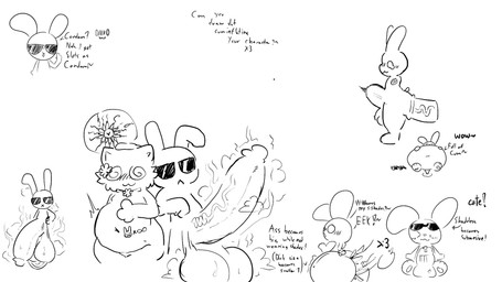 anthro balls big_balls big_penis bodily_fluids butt butt_expansion confident cum cum_inflation cum_inside duo expansion eyewear genital_fluids genitals genitals_shrinking glasses huge_balls huge_penis inflation male male/male onomatopoeia penis penis_shrinking penis_size_difference precum pregnant pregnant_male scrotum_flap semi-anthro shy small_but_hung small_penis small_tail smelly sound_effects surprised tail tears text timid f_d_e_i_a domestic_cat felid feline felis lagomorph leporid mammal rabbit 16:9 guide_lines hi_res monochrome sketch widescreen