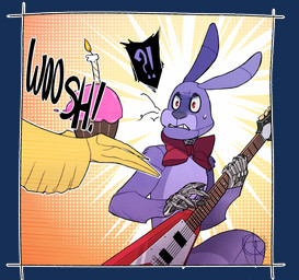 anthro border bow_(feature) bow_tie candle cupcake duo electric_guitar fire food guitar holding_food holding_musical_instrument holding_object long_ears looking_aside looking_at_another machine musical_instrument nude onomatopoeia plucked_string_instrument red_eyes simple_background solo_focus sound_effects string_instrument text transparent_border leenah five_nights_at_freddy's flying_v gibson scottgames bonnie_(fnaf) chica_(fnaf) cupcake_(fnaf) animatronic avian bird chicken galliform lagomorph leporid mammal phasianid rabbit robot 2015 alpha_channel comic