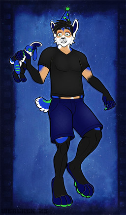 anthro birthday clothing fur fur_growth growth hat headgear headwear male party_hat paws plushie smile space species_transformation tail tail_growth transformation wereren domestic_cat felid feline felis hybrid lagomorph leporid mammal rabbit hi_res