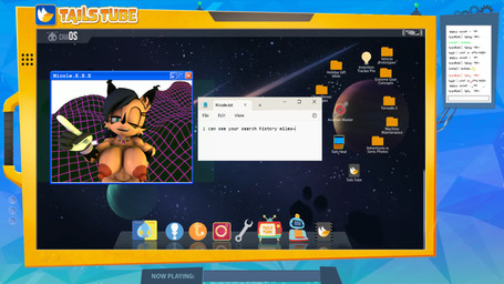 anthro big_breasts black_hair breasts brown_body clothed clothing computer electronics female fur gloves green_eyes hair handwear looking_at_viewer nipples nude solo text boiboi9999 passbass kabalmystic_(modeler) archie_comics sega sonic_the_hedgehog_(archie) sonic_the_hedgehog_(comics) sonic_the_hedgehog_(series) nicole_the_lynx digital_creature felid feline lynx mammal 16:9 3d_(artwork) digital_media_(artwork) hi_res source_filmmaker_(artwork) wallpaper widescreen