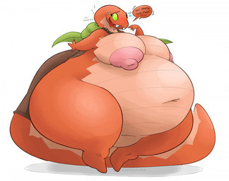 anthro areola belly big_belly big_breasts bodily_fluids breasts candle exclamation_point eyelashes fangs featureless_crotch female flying_sweatdrops forked_tongue green_sclera huge_belly huge_breasts jewelry long_tail navel necklace nipples non-mammal_breasts obese obese_anthro obese_female open_mouth orange_body overweight overweight_anthro overweight_female pupils simple_background slit_pupils solo standing sweat sweatdrop tail teeth text thick_tail thick_thighs tongue white_background wide_hips arfventurer nightmarebros elden_ring fromsoftware zorayas legged_snake manserpent reptile scalie snake 2025 hi_res