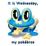 ambiguous_gender big_iris blue_body blue_text closed_smile feral gesture hand_gesture looking_at_viewer mouth_closed reverse_v_sign shadow simple_background smile smiling_at_viewer solo text v_sign white_background yellow_eyes chocoholicmonkey it_is_wednesday_my_dudes nintendo pokemon amphibian froakie generation_6_pokemon pokemon_(species) 1:1 absurd_res artist_name english_text hi_res meme