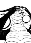 5_fingers anthro black_arms breasts female fingers hand_on_face looking_at_viewer looking_down low-angle_view mouth_closed pupils simple_background slit_pupils snake_hood solo white_background leprzil no_bitches? laura_(leprzil) cobra reptile scalie snake 2023 digital_media_(artwork) hi_res meme