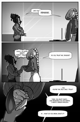 biped braided_hair clothed clothed_female clothed_human clothed_humanoid clothed_male clothing detailed_background dialogue double_bun duo female female_human hair hair_bun hand_holding male male_humanoid scared shaking speech_bubble talking_to_another text trembling cuchuflin nintendo pokemon denisse_(cuchuflin) tamara_kazamoto generation_4_pokemon human humanoid mammal pokemon_(species) toxicroak 2026 absurd_res comic digital_drawing_(artwork) digital_media_(artwork) english_text greyscale hi_res monochrome