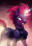 armor blue_eyes broken_horn eyelashes female feral hair horn open_mouth scar smile solo teeth dvixie friendship_is_magic hasbro my_little_pony my_little_pony:_the_movie_(2017) mythology tempest_shadow_(mlp) equid equine mammal mythological_creature mythological_equine unicorn 2017 digital_media_(artwork)