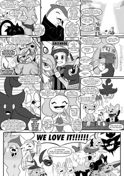 10_panel_comic 5_fingers ambiguous_gender angry answer anthro biped black_eyes black_nose black_text blood bodily_fluids butt clothed clothing dialogue exclamation_point eyebrows eyelashes eyes_closed female feral fingers floating forehead_gem forked_tail fur gem group hair hair_over_eye horn hug hugging_another inner_ear_fluff leaf leaf_arms looking_at_another male neck_tuft nosebleed one_eye_obstructed open_mouth open_smile paws pupils quadruped question question_mark questions_and_answers sharp_teeth sitting smile speech_bubble standing tail talking_to_another tears teeth text tongue tuft unusual_anatomy unusual_tail white_body white_fur white_sclera heavenlyproductions nintendo pokemon brendan_(pokemon) braixen celebi cinderace eevee eeveelution equid equine espeon espurr gardevoir generation_1_pokemon generation_2_pokemon generation_3_pokemon generation_6_pokemon generation_8_pokemon gourgeist haunter horse human humanoid lagomorph legendary_pokemon mammal pokemon_(species) pony pumpkaboo raboot scorbunny teddiursa umbreon 2025 absurd_res comic english_text hi_res monochrome