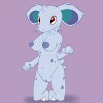 1:1 anthro anthrofied areola biped blue_body blue_skin breasts claws erect_nipples female generation_1_pokemon genitals heart_symbol hi_res horn kneeling looking_at_viewer mammal navel nidoran nidoran♀ nintendo nipples nude pokemon pokemon_(species) pokemorph posexe pussy red_eyes rodent simple_background solo teeth toe_claws