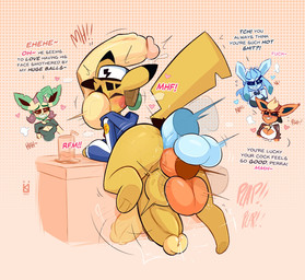 anal anal_penetration anthro anthro_on_anthro anthro_penetrated anthro_penetrating anthro_penetrating_anthro ball_sniffing balls big_balls big_penis blue_body blush crossgender dialogue disembodied_penis double_anal double_penetration femboy ftg_crossgender fti_crossgender gangbang genitals group group_sex gynomorph gynomorph/male gynomorph_penetrating gynomorph_penetrating_male holowear_(pokemon) huge_penis hung_bottom intersex intersex/male intersex_penetrating intersex_penetrating_male male male_penetrated orange_body penetration penis profanity sex sniffing tail tan_body text yellow_body kilinah nintendo pokemon pokemon_unite hip-hop_style_pikachu kutsa_(kilinah) lena_(kilinah) lilly_(kilinah) lucy_(kilinah) eeveelution flareon generation_1_pokemon generation_4_pokemon glaceon leafeon pikachu pokemon_(species) 2026 english_text hi_res