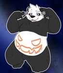 anthro belly black_body black_nose blush humanoid_hands kemono male overweight overweight_male solo white_body bear_2key bear giant_panda mammal 2021 hi_res