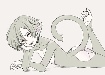 5_fingers 5_toes arm_support bare_butt bedroom_eyes butt countershade_butt countershade_feet countershade_torso countershading cute_fangs eye_through_hair eyebrow_through_hair eyebrows eyelashes eyelashes_through_hair fangs feet fingers fur hair hairless_butt hairless_face hairless_hands iris leaning_on_elbow looking_at_viewer lying male multicolored_body narrowed_eyes nude nude_humanoid nude_male on_front open_mouth open_smile orange_eyes pose prehensile_feet pupils raised_calf raised_foot seductive shadow short_hair side_view simple_background slim slim_humanoid slim_male slit_pupils smile smiling_at_viewer solo tail tan_body tan_eyebrows tan_fur tan_hair teeth the_pose three-quarter_view toes translucent translucent_hair two_tone_body white_background white_body white_countershading white_sclera white_skin hituka animal_humanoid haplorhine humanoid mammal mammal_humanoid monkey monkey_humanoid primate primate_humanoid pinup portrait restricted_palette