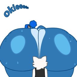 anthro big_butt blue_body blue_hair bodily_fluids butt crush dialogue duo eyewear facesitting female freckled_butt freckles fur glasses hair huge_butt hyper hyper_butt male nerd nude sitting sitting_on_another size_difference small_tail smaller_male sweat sweatdrop sweaty_butt tail white_body white_fur culabbq agnes_(culabbq) john_(culabbq) aquatic felid fish mammal shark 1:1 2d_animation animated hi_res short_playtime sound video