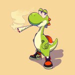 ambiguous_gender clothing drugs footwear hands_on_hips looking_at_viewer marijuana shoes smoking solo standing cynicallysly jordan_(brand) mario_bros mario_smoking_weed nike nintendo green_yoshi yoshi 1:1 hi_res meme