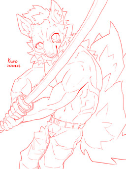 anthro athletic athletic_anthro athletic_male bottomwear clothed clothed_anthro clothed_male clothing fluffy fluffy_tail hair holding_katana holding_melee_weapon holding_object holding_sword holding_weapon inner_ear_fluff katana looking_at_viewer male melee_weapon mouth_closed neck_tuft pants pants_only simple_background snout solo sword tail text topless topless_anthro topless_male tuft weapon white_background kuromonsart felid mammal 2021 3:4 absurd_res artist_name dated digital_drawing_(artwork) digital_media_(artwork) english_text hi_res monochrome portrait red_and_white sketch three-quarter_portrait