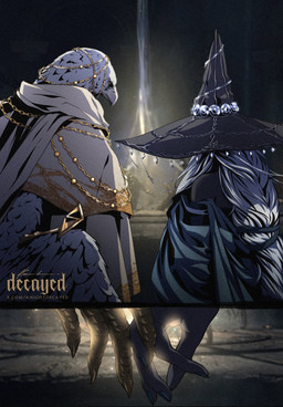 anthro armor beak claws clothing duo female hair hands_touching hat headgear headwear looking_at_another male rear_view robe screencap screencap_background talon_hands text toony touching_hand touching_hands white_hair wings witch_hat yellow_eyes knightdecayed elden_ring elden_ring_nightreign fromsoftware guardian_(nightreign) recluse_(nightreign) avian bird human mammal detailed hi_res url