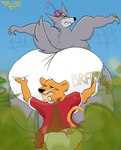 anthro big_butt butt clothed clothing diaper duo fart fart_cloud fart_fetish farting_on_another gassy male male/male obese obese_anthro obese_male overweight overweight_anthro overweight_male size_difference smelly thick_thighs wearing_diaper teasyrat disney robin_hood_(disney) prince_john sheriff_of_nottingham canid canine canis felid lion mammal pantherine wolf 2024 hi_res