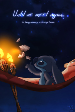 4_fingers ambiguous_gender anthro blue_body blue_claws blue_eyes blue_finger_claws blue_fur blue_nose blue_pawpads claws closed_frown ears_down finger_claws fingers fire flower frown fur hammock logo mouth_closed night notched_ear outside pawpads pivoted_ears plant sad sitting solo text tiki_torch 0zjim11 disney lilo_and_stitch stitch_(lilo_and_stitch) alien experiment_(lilo_and_stitch) 2026 absurd_res artist_logo digital_drawing_(artwork) digital_media_(artwork) english_text film_grain hi_res in_memoriam male_(lore)