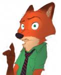 2016 anthro canid canine clothed clothing disney expression_meme fox green_eyes hi_res male mammal meme necktie nick_wilde raised_finger reaction_image red_fox simple_background solo sprinkah true_fox white_background zootopia