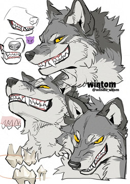 ambiguous_gender cheek_tuft emoji facial_tuft fangs feral fur grey_body grey_ears grey_fur grin high-angle_view inner_ear_fluff looking_at_viewer low-angle_view monotone_background monotone_inner_ear multicolored_body multicolored_fur narrowed_eyes sharp_teeth simple_background smile snarling solo teeth text three-quarter_view toothy_grin tuft white_background yellow_sclera wintom canid canine canis mammal wolf artist_name colored_sketch digital_drawing_(artwork) digital_media_(artwork) sketch sketch_page