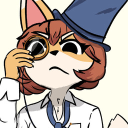 anthro brown_hair clothing collared_shirt countershading dipstick_ears ear_markings eyewear female fur hair hat headgear headwear monocle multicolored_ears shirt solo top_hat topwear yellow_body yellow_fur anonymous_artist bully_fox canid canine fox mammal 1:1 absurd_res hi_res