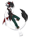 anthro black_hair claws clothed clothing hair male red_eyes simple_background solo tail white_background wings kurogin_(artist) mythology dragon mythological_creature mythological_scalie scalie