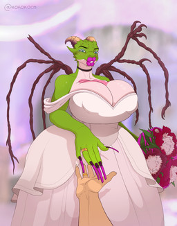 ambiguous_gender anthro big_breasts big_butt breasts bride butt duo female female_anthro female_focus fingernails huge_breasts huge_butt huge_lips lips long_fingernails long_nails long_nipples nails nipple_outline nipples piercing plutarchos solo_focus thick_lips wife kokokocn mythology dragon mythological_creature mythological_scalie scalie 2025 absurd_res digital_media_(artwork) hi_res