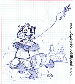 anthro bottomwear clothed clothing happy head_tuft kite logo male male_anthro markings open_mouth open_smile outside plant playful running shirt shorts smile solo striped_markings striped_tail stripes t-shirt tail tail_markings text topwear tree tuft young young_anthro young_male pandapaco ailurid mammal red_panda 2015 artist_logo signature sketch traditional_media_(artwork) url