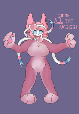 anthro anthrofied asking asking_viewer clothing command costume dialogue female hug_request inviting looking_at_viewer pink_clothing pokemorph requesting solo suit talking_to_viewer text text_emphasis underline acacia_dune nintendo pokemon sly_(acacia) eeveelution generation_6_pokemon pokemon_(species) sylveon english_text hi_res