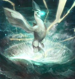 ambiguous_gender cracks electricity energy_ball feral flying lightning open_mouth sea solo splash storm tail water wave wings suiiro nintendo pokemon avian generation_2_pokemon legendary_pokemon lugia pokemon_(species) 2010 source_request unavailable_at_source