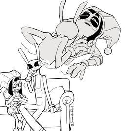 anthro blush dialogue duo fantasizing female furniture kissing_body larger_male male male/female size_difference smaller_female sofa thought_bubble somnambulaart glitch_productions the_amazing_digital_circus jax_(tadc) pomni_(tadc) humanoid lagomorph leporid mammal rabbit hi_res