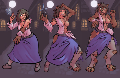 anthro base_one_layout basic_sequence biped bite_mark black_hair black_nose blood bodily_fluids bottomwear breasts brown_body brown_fur brown_hair claws cleavage clothed clothing digitigrade fangs featureless_breasts female fluffy footwear fur fur_growth growth hair human_to_anthro linear_sequence long_hair magic moon one_row_layout open_mouth paws plantigrade plantigrade_to_digitigrade shocked shoes skirt solo species_transformation surprised teeth three_frame_image three_frame_sequence tongue torn_clothing transformation transformation_sequence phrannd blizzard_entertainment mythology warcraft canid canine mammal mythological_canine mythological_creature werecanid werecanine werecreature werewolf worgen hi_res sequence
