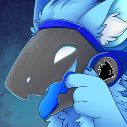4_fingers ambiguous_gender anthro blue_body blue_claws blue_fur blue_tongue claws finger_in_mouth fingers fluffy fur machine monotone_body monotone_fur open_mouth open_smile protogen_visor simple_background smile solo tongue tongue_out white_inner_ear feve lasket protogen colored digital_drawing_(artwork) digital_media_(artwork) icon shaded