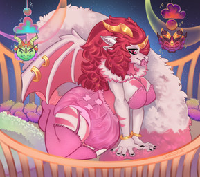 abdl anthro big_breasts blush blushing_at_viewer breasts clothed clothing crib diaper diaper_fetish female feral fluffy nursery pacifier padded padding regression solo wearing_diaper kisscutie mythology dragon mythological_creature mythological_scalie scalie absurd_res hi_res huge_filesize